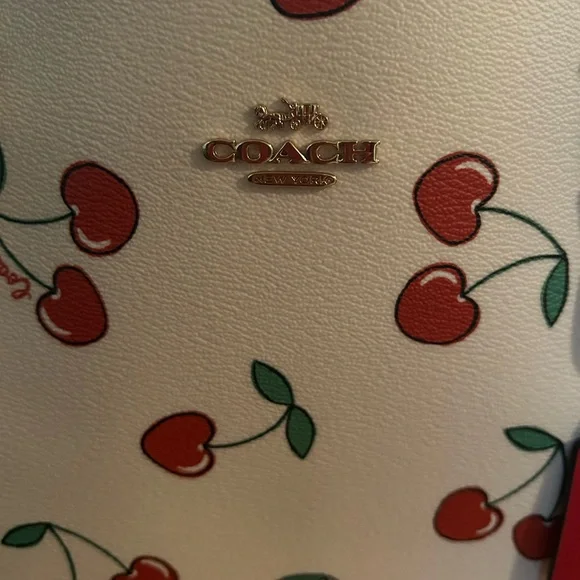 Coach Mollie Tote with Cherry Heart Print on Canvas HTF - Picture 12 of 16